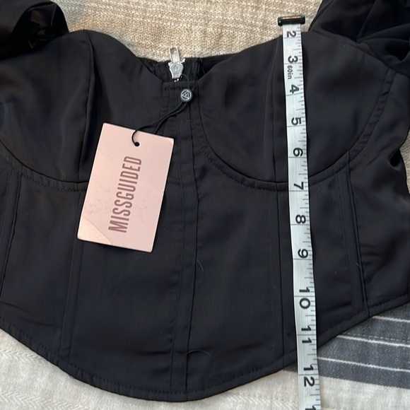 NWT,Misguided,Corset Top, Blouson Sheer Sleeves, Zipper Back, Beautiful, 6 - Picture 5 of 11